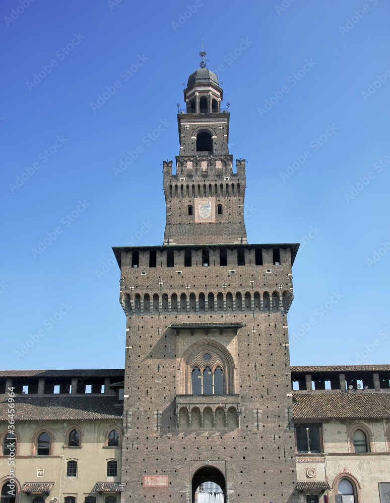 The entry tower to Sforza's castle in Milan