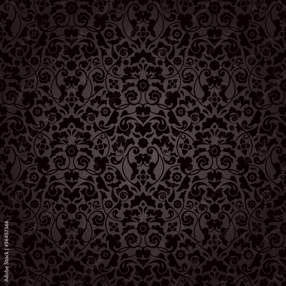 Fototapeta premium Seamless Damask Pattern Black/Brown