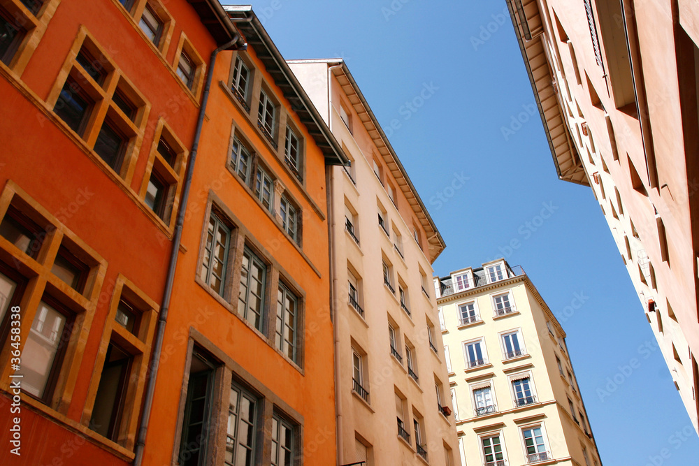Alte Häuser in Croix-Rousse, Lyon, Frankreich