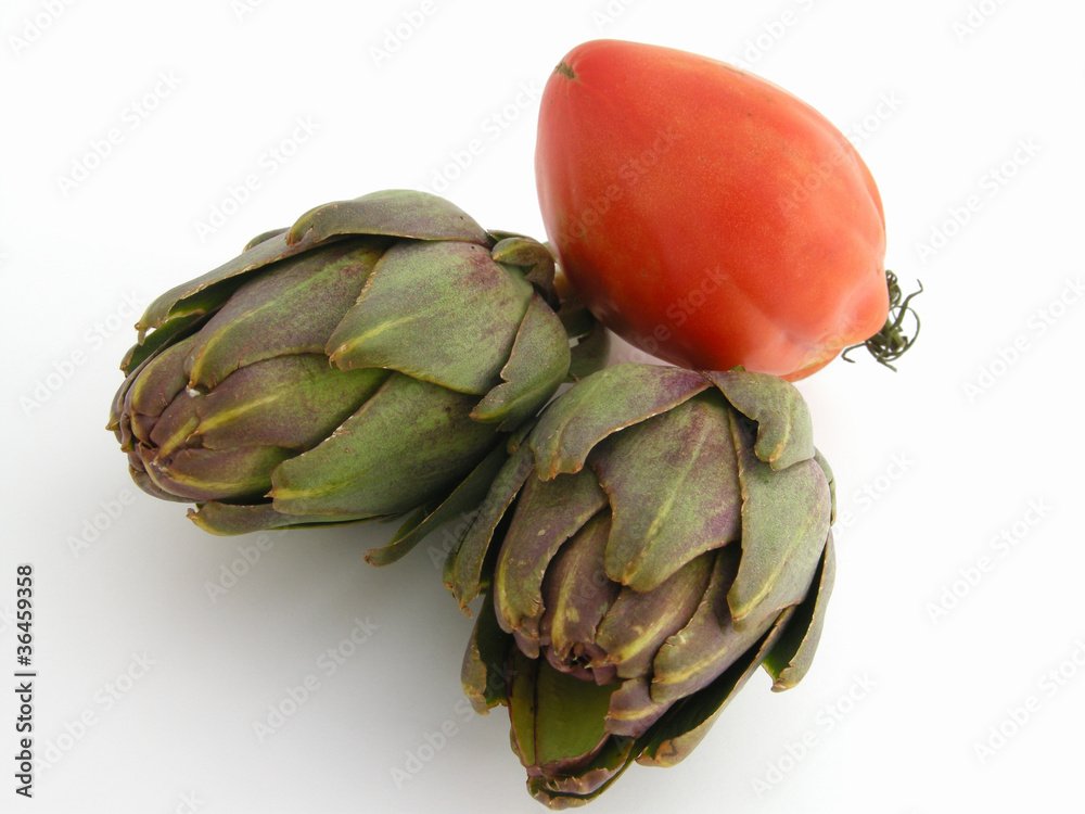 Obraz premium Artischocken mit Tomate