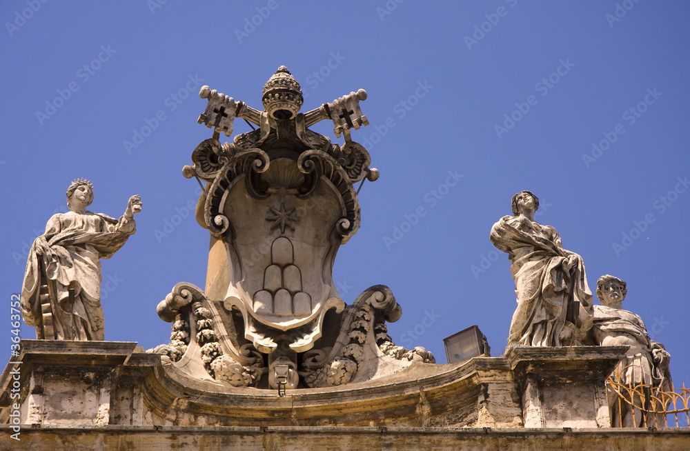 Sculptures on the St. Peter's Basilica in Vatican