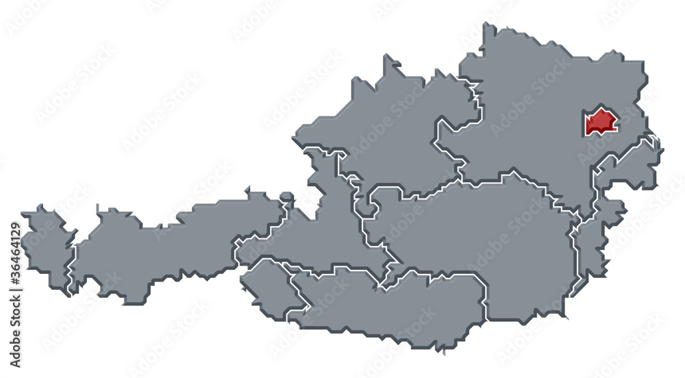 Fototapeta premium Map of Austria, Vienna highlighted
