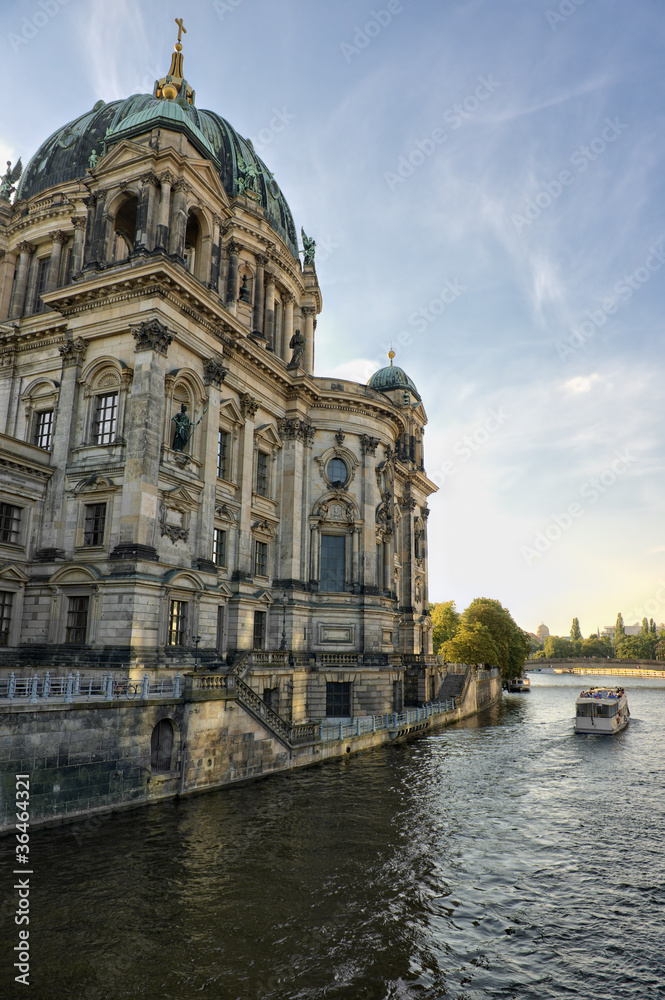 Spree river by Berliner Dom Cathedral in Berlin