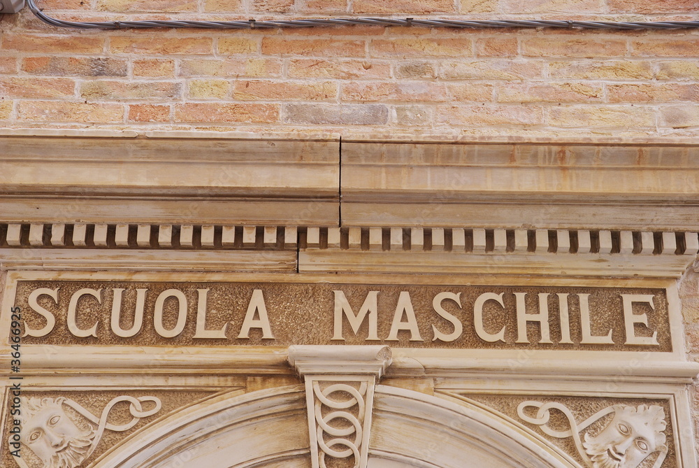 old building of school for only males in Massignano,Italy