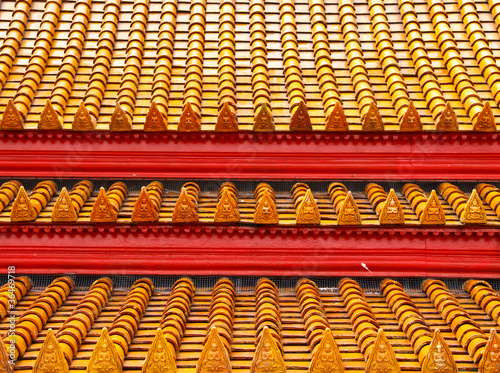 Roof of wat benjamabopit in Bangkok Thailand