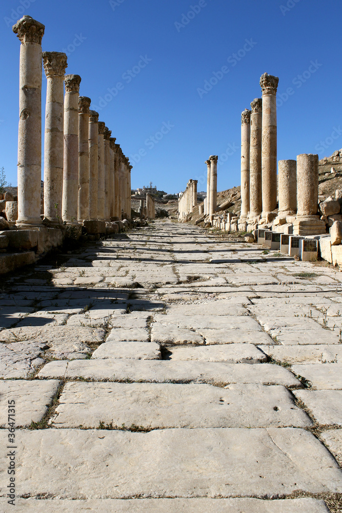Ruins of the Greco-Roman city of Gerasa. Ancient Jerash.