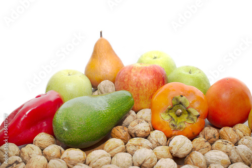 Autumn fruits nuts and vegetables