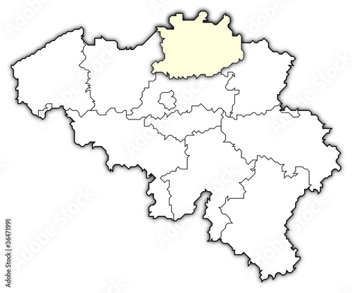Map of Belgium, Antwerp highlighted