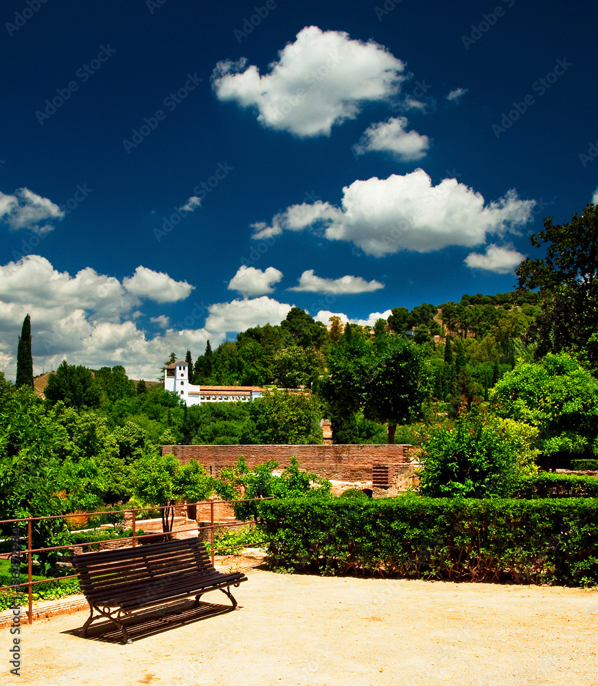 Garden of Alhambra in Granada, Spain
