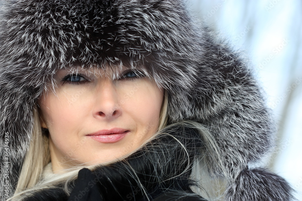Beautiful woman in winter fur coat Beautiful woman in winter fur coat
