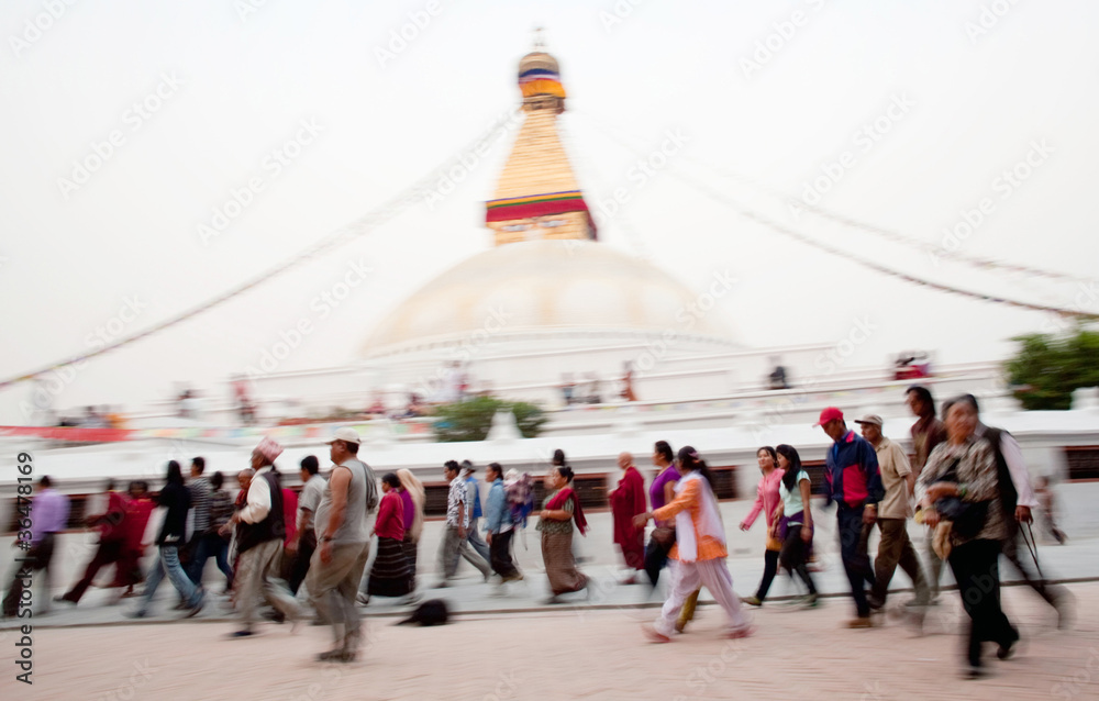 Obraz premium Pilgrimage (kora) around Boudnath in the Kathmandu, Nepal