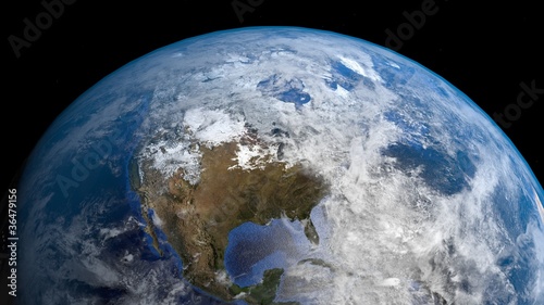 3d satellite view of earth with focus on north america