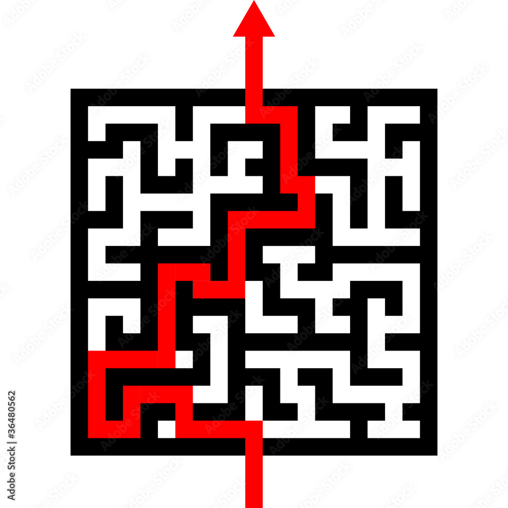 maze with red arrow maze with red arrow