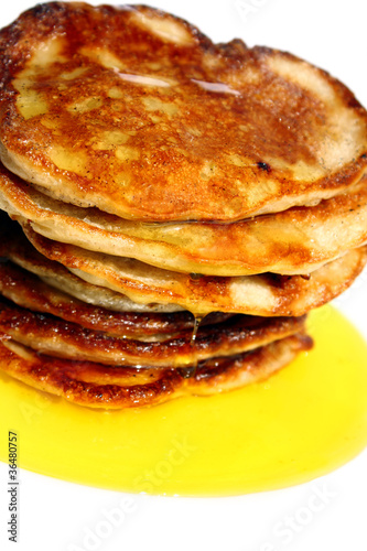 close-up isolated stack of pancakes