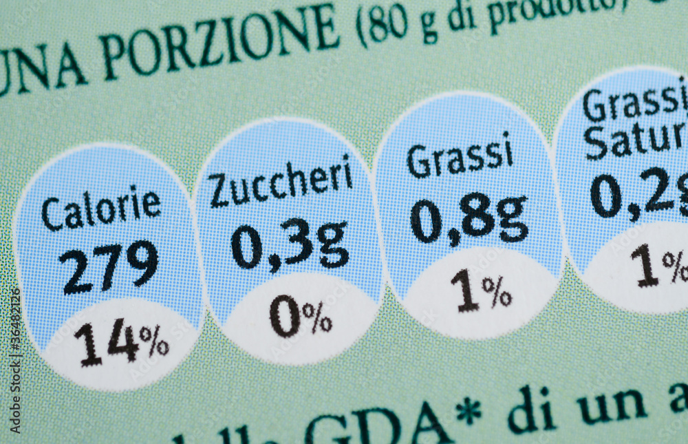 Fototapeta premium Valori nutrizionali