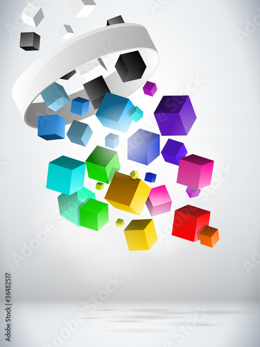 Colorful Flying Cubes Background