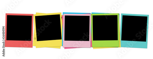 Canvastavla Five Colorful Blank Photos Isolated on White Background