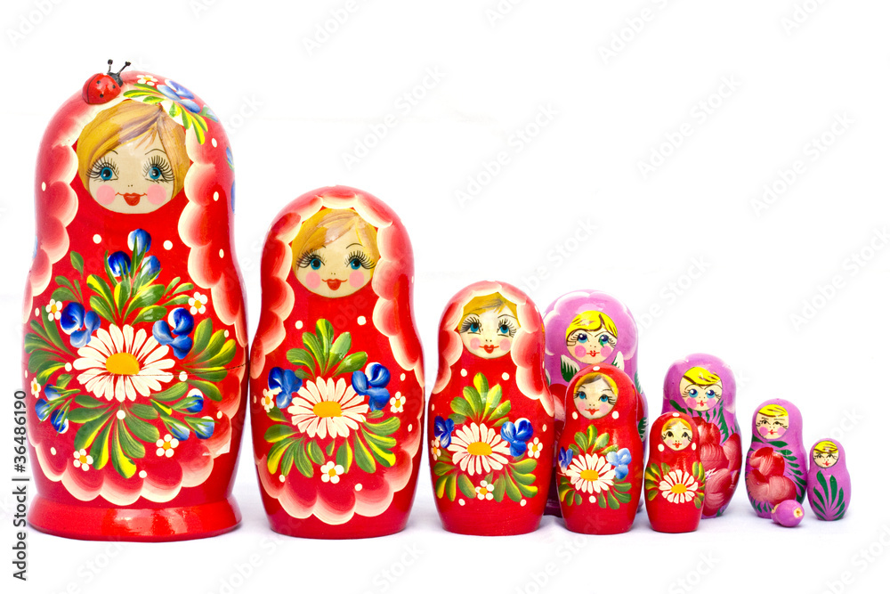 Big family of Russian nested dolls