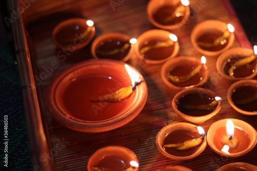 traditional lamps on the festival of diwali
