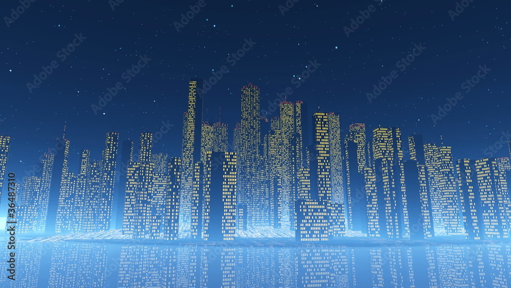 City animation seamless looping