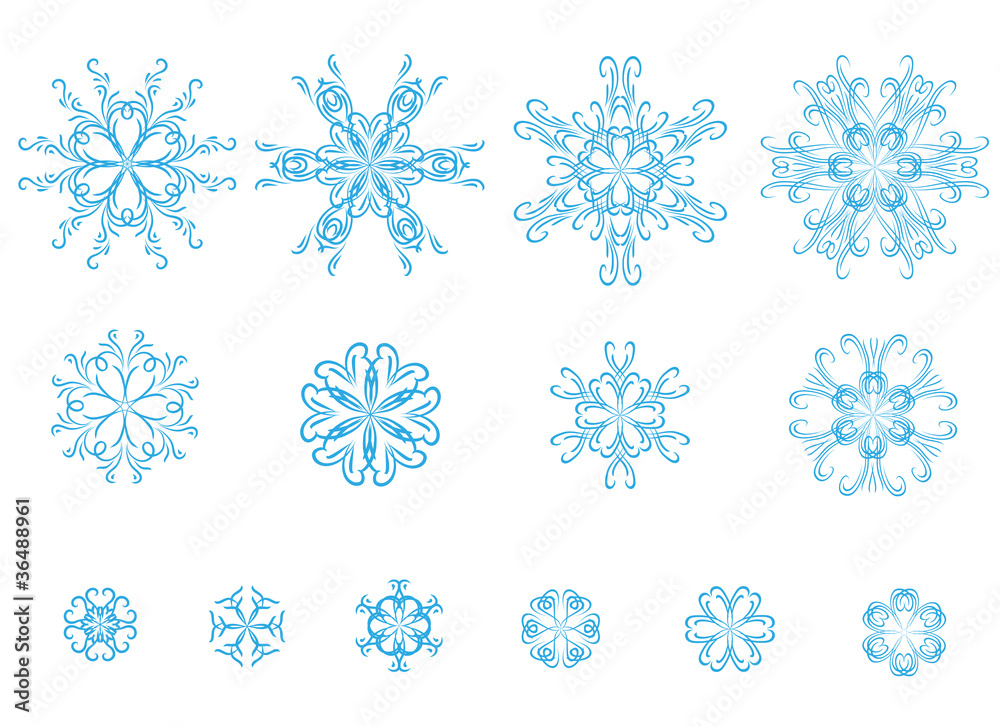 Set of blue snowflakes Set of blue snowflakes