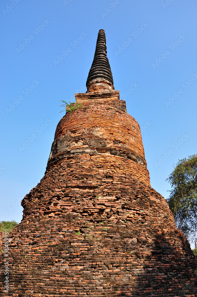 Ruined ancient pagoda at Ayutthaya Historic Site, Thailand