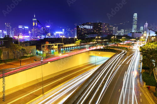 Photography modern city at night