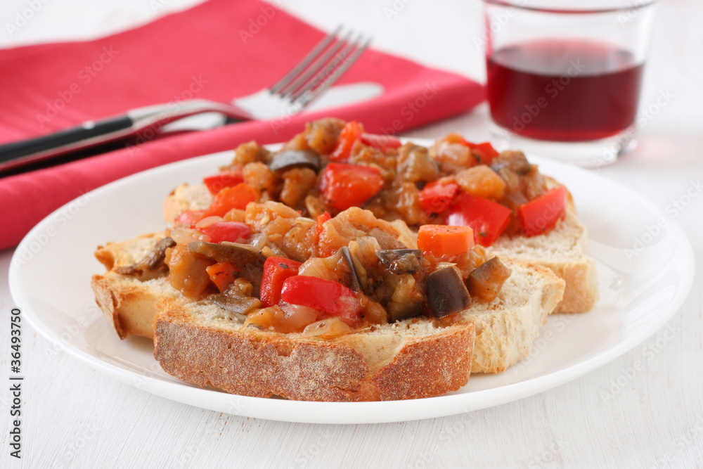 Naklejka premium Toasts with vegetables