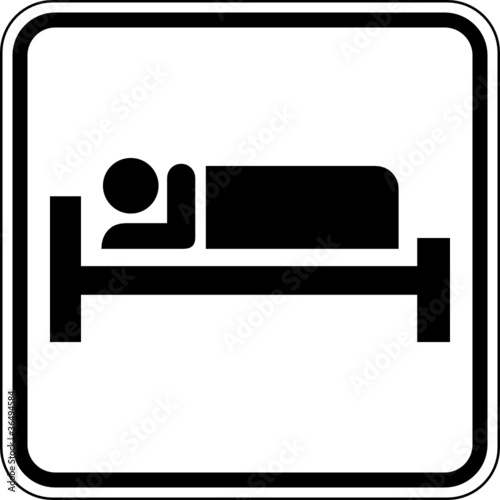 Schlafplatz Bett Unterkunft Gasthaus Schild Zeichen Symbol