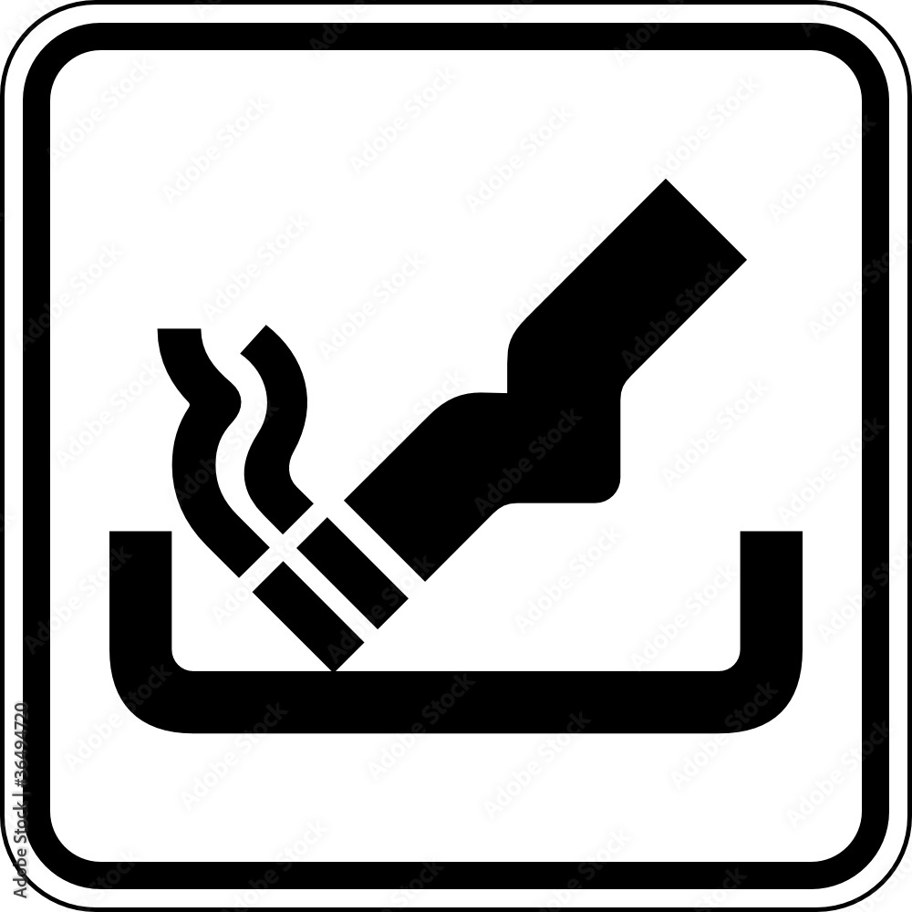 Aschenbecher Zigaretten Schild Zeichen Symbol Stock Vector | Adobe Stock