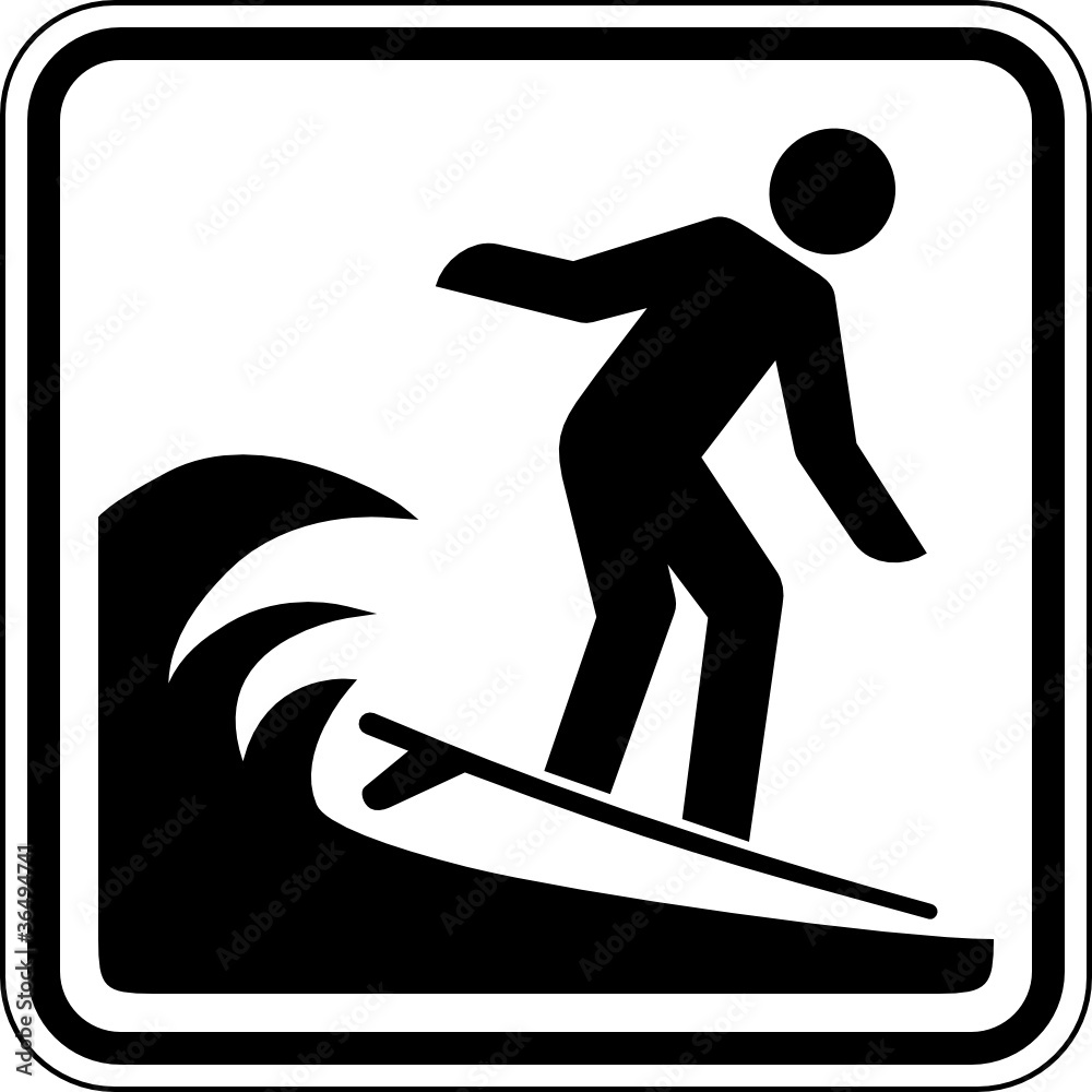 Surfen Surfer Wellenreiten Schild Zeichen Symbol