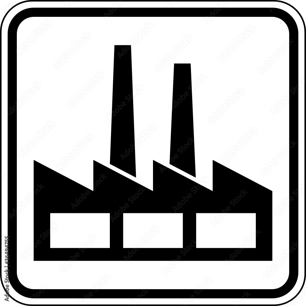 Industriegebiet Fabrik Schild Zeichen Symbol