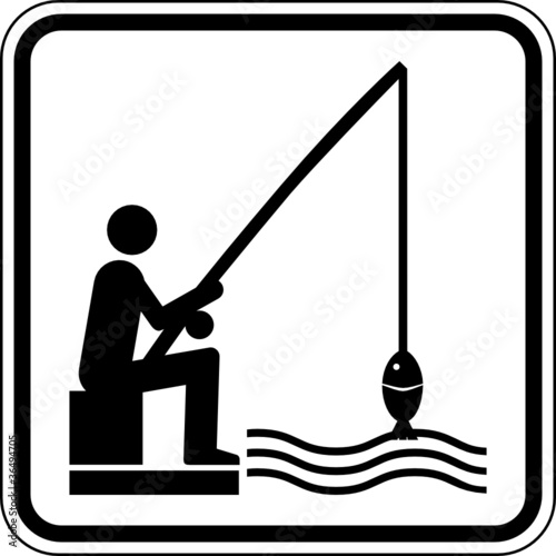 Angeln Fischen Schild Zeichen Symbol – Stock-Vektorgrafik | Adobe Stock