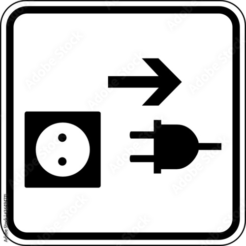 Stecker ziehen Vom Netz trennen Schild Zeichen Symbol