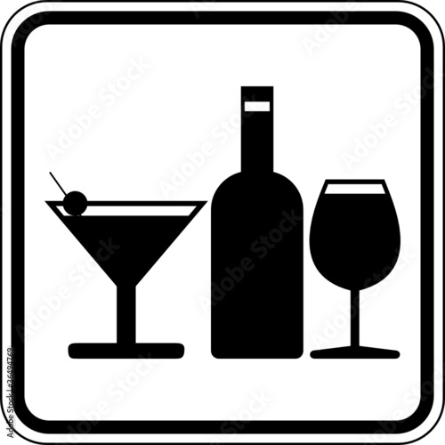 Alkohol Bar Getränke Schild Zeichen Symbol Grafik