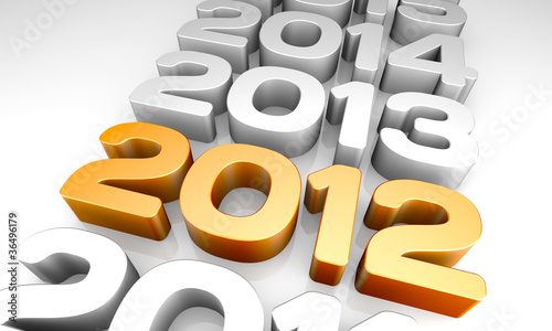 New Year 2012. A 3D rendering concept.