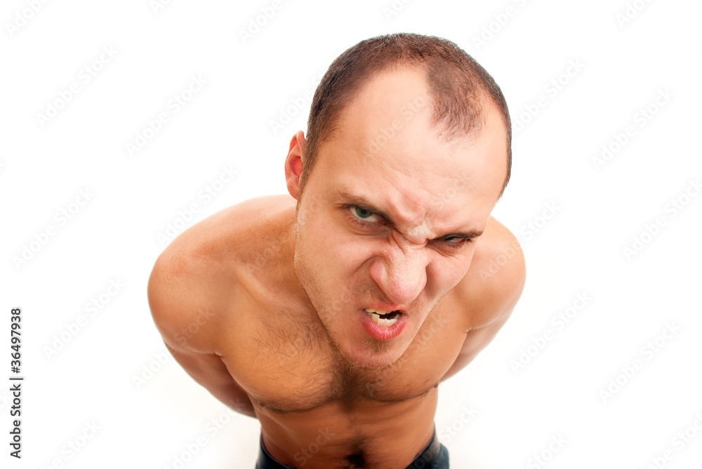 Fototapeta premium angry man with hairy chest