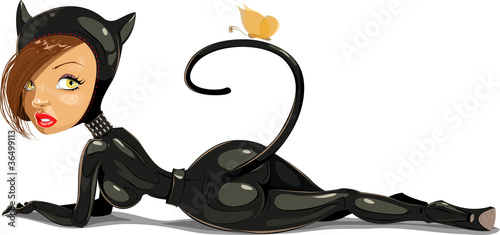 cat woman vector illustration