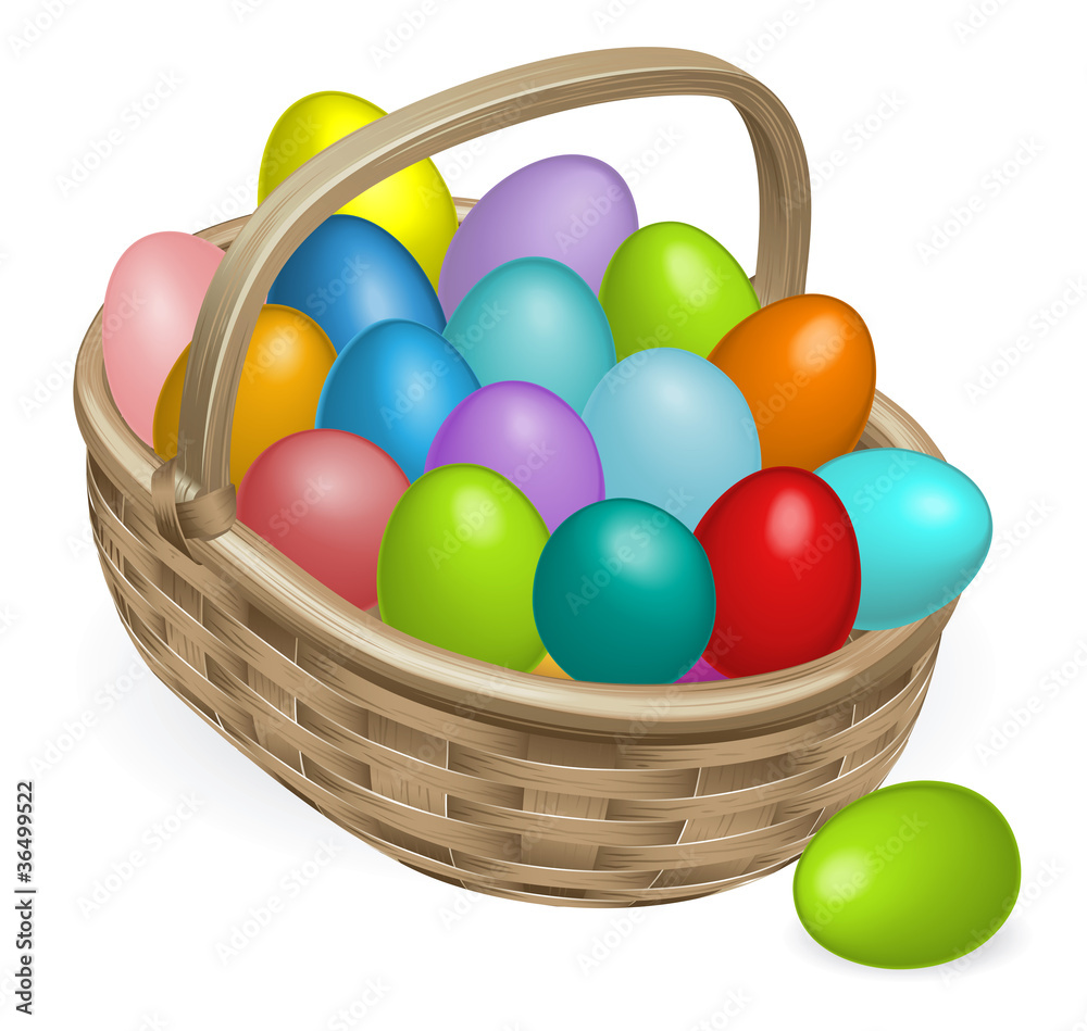 Naklejka premium Easter eggs basket illustration