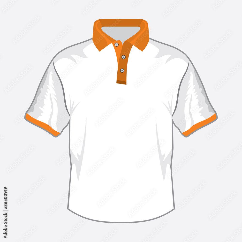 White polo shirt design with orange collar Stock Vector | Adobe Stock