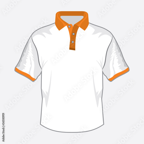 White polo shirt design with orange collar