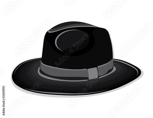 Black hat on the white background