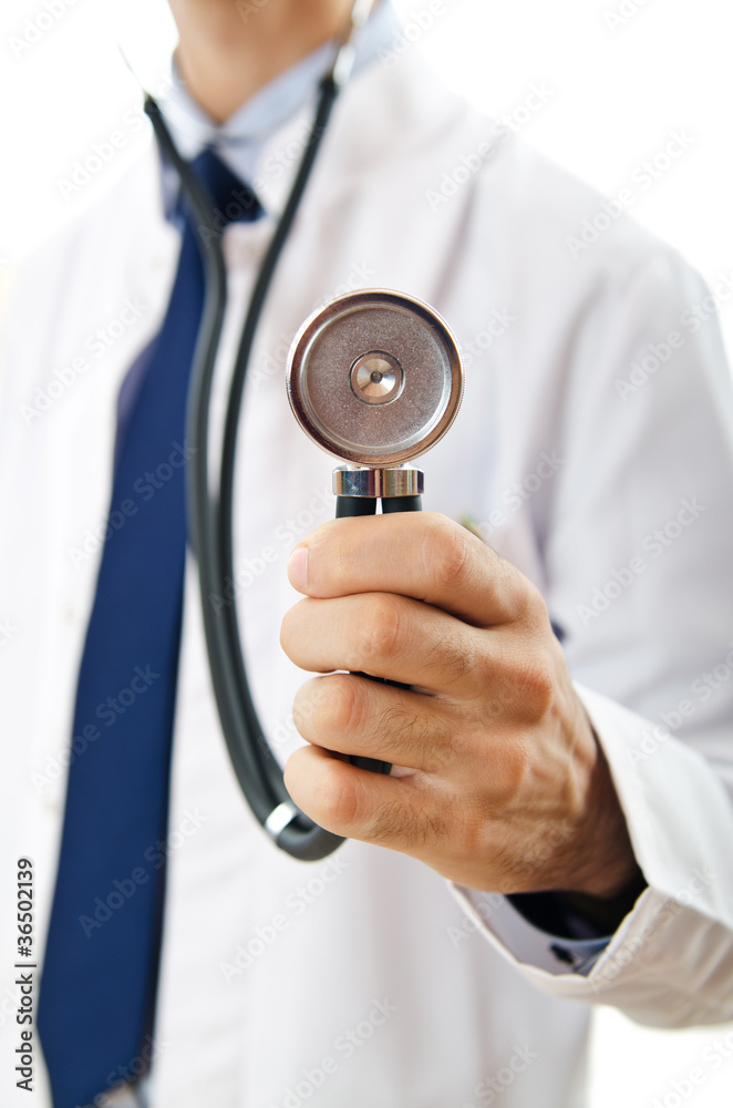 Male doctor with stethoscope isolated Male doctor with stethoscope isolated