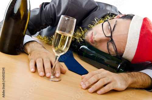 Photography Drunken businessman after office christmas party