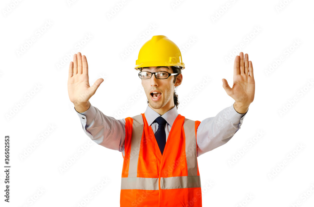 Young construction worker with hard hat Young construction worker with hard hat