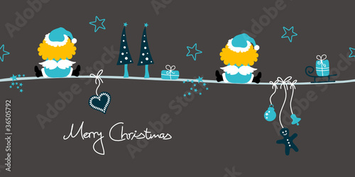 2 Angels Santa´s Hat & Symbols Turquoise/Grey