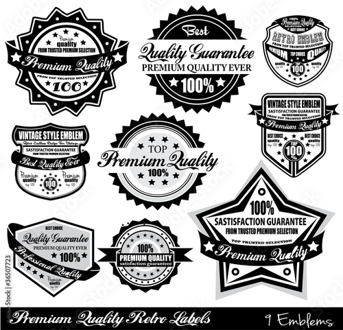 Premium Quality and Satisfaction Guarantee labels