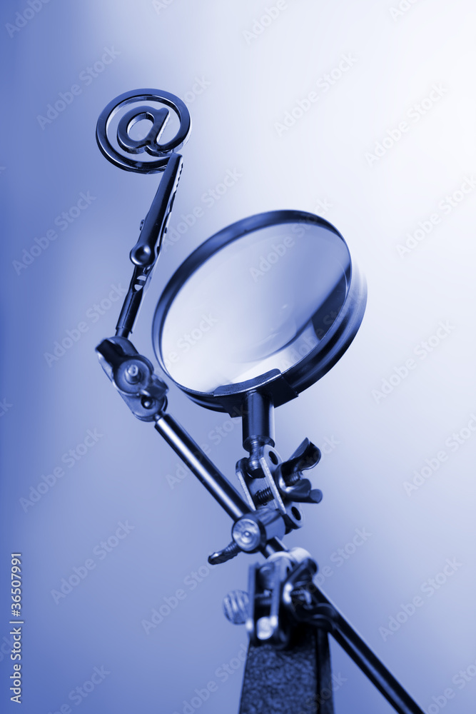 magnifying glass & internet symbol magnifying glass & internet symbol