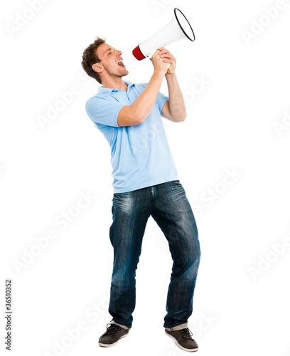 Mann mit Megaphon photo