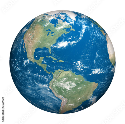 Planet earth white background